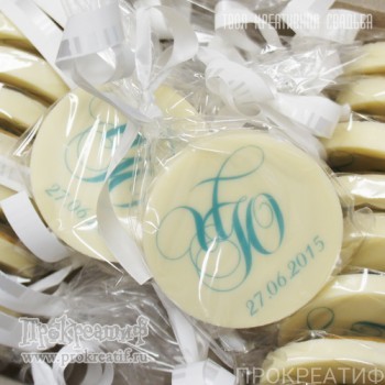 Печенье в белом шоколаде форма КРУГ, индивид. дизайн