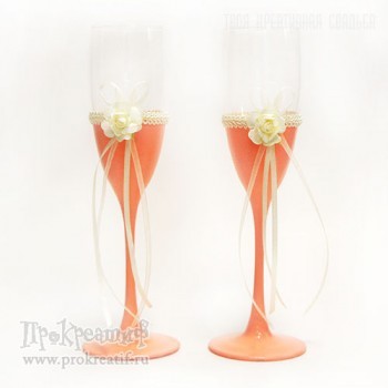 Свадебные бокалы коллекция "Цветущий персик"