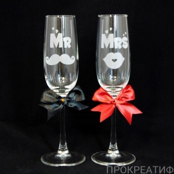 Бокалы на свадьбу Mr&Mrs