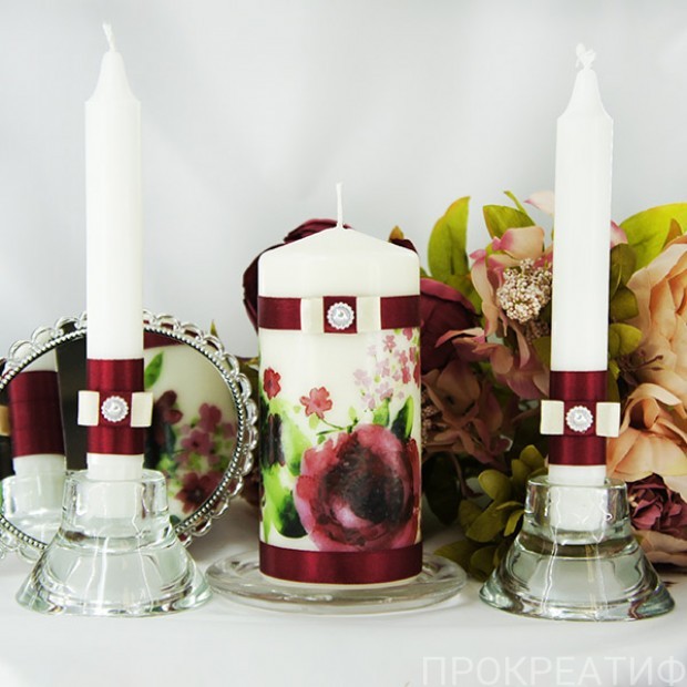 Набор свечей коллекция "Букет марсала"