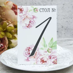 Номер на стол "Нежные пионы" Номер на стол "Нежные пионы"