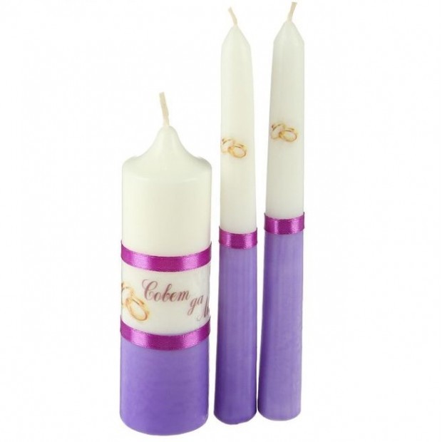 Набор свечей "Свадебный" фиолетовый