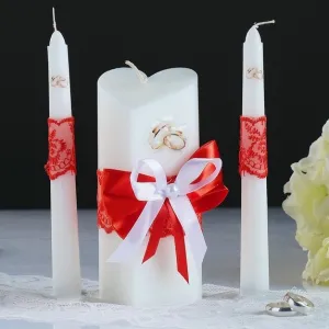 Набор свечей "Кружевной", красный Набор свечей "Кружевной", красный