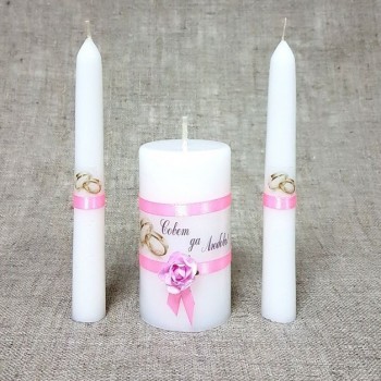 Набор свечей "Совет да любовь с розой" розовый