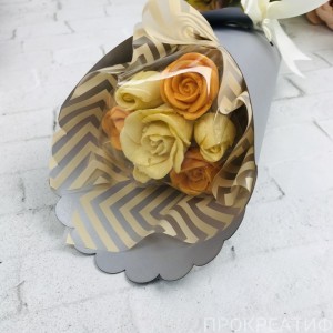 Букет из шоколадных роз "Сливочный апельсин 3D", 7 шт, конус