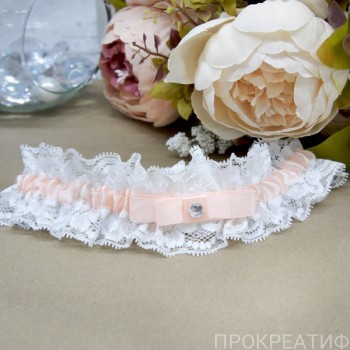 Подвязка невесты "Луиза" персик
