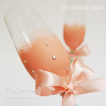 Свадебные бокалы коллекция "Персиковые цветы"