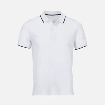 Рубашка поло унисекс Palermo, белая с темно-синим Рубашка поло унисекс Palermo, белая с темно-синим