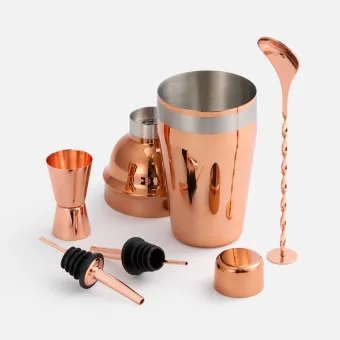 Набор для приготовления коктейлей Pourpour, медный с серебристой линией Набор для приготовления коктейлей Pourpour, медный с серебристой линией