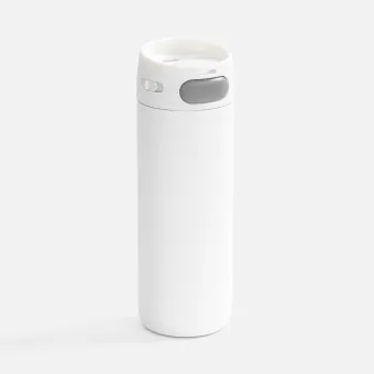 Термостакан X1 с цветной кнопкой, белый с серым