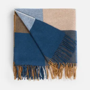 Плед Fleco, синий с коричневым