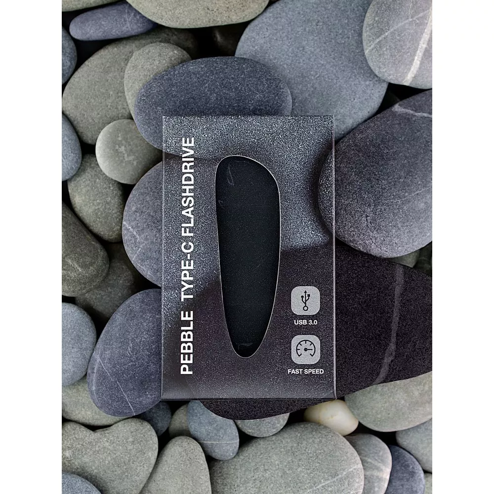 Флешка Pebble Type-C, USB 3.0, черная, 16 Гб