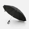 Зонт обратного сложения inLoop с ручкой-карабином, черный
