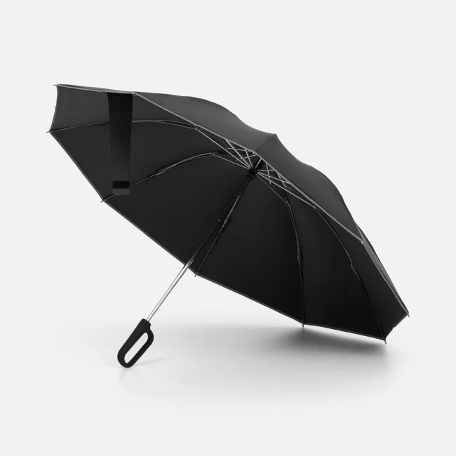 Зонт обратного сложения с ручкой-карабином Foldberry, черный
