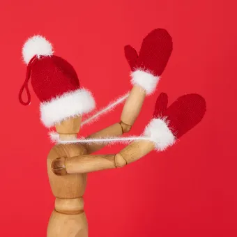 Подвеска на елку «Вьюшка», варежки, красная