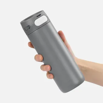 Термостакан X1 с цветной кнопкой, серый с белым