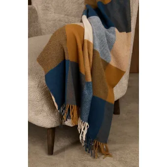 Плед Fleco, синий с коричневым Плед Fleco, синий с коричневым