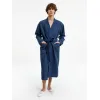 Халат вафельный Kimono, темно-синий