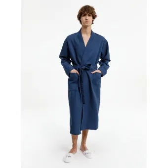 Халат вафельный Kimono, темно-синий