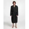 Халат вафельный Kimono, черный